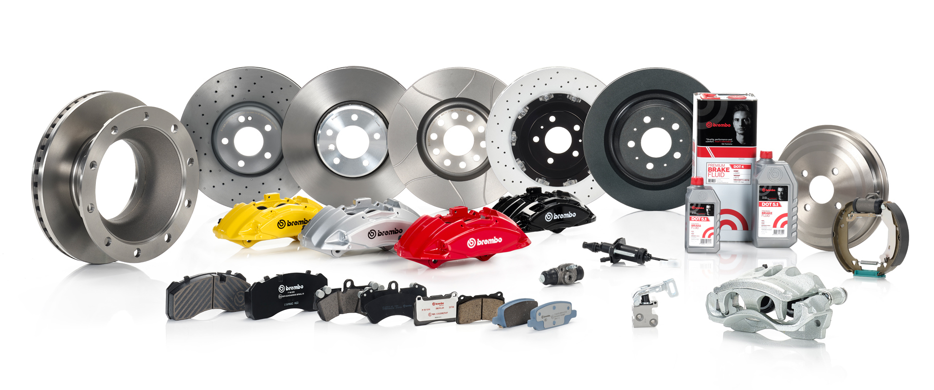 Four Brembo Aftermarket product ranges: Essential, Prime, Beyond and Xtra
