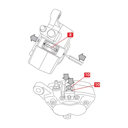 The direction of rotation is marked on the pads.