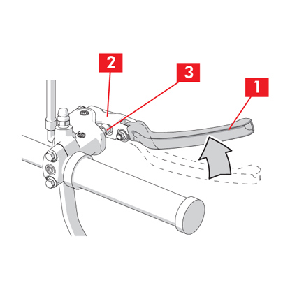 The lever terminal is rotated with respect to the lever body. The seat of the push rod is indicated.
