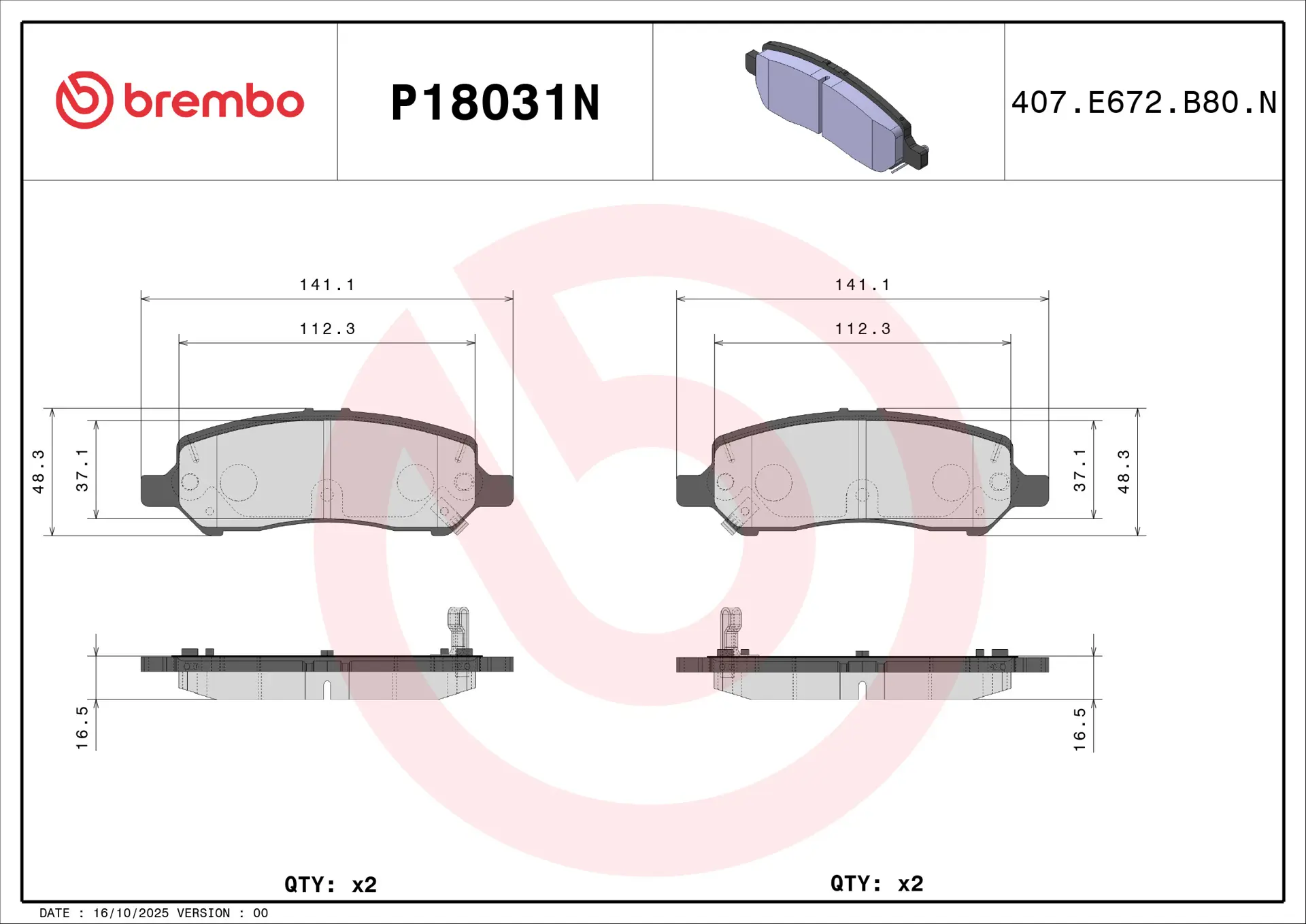 煞車片 Brembo P18031N