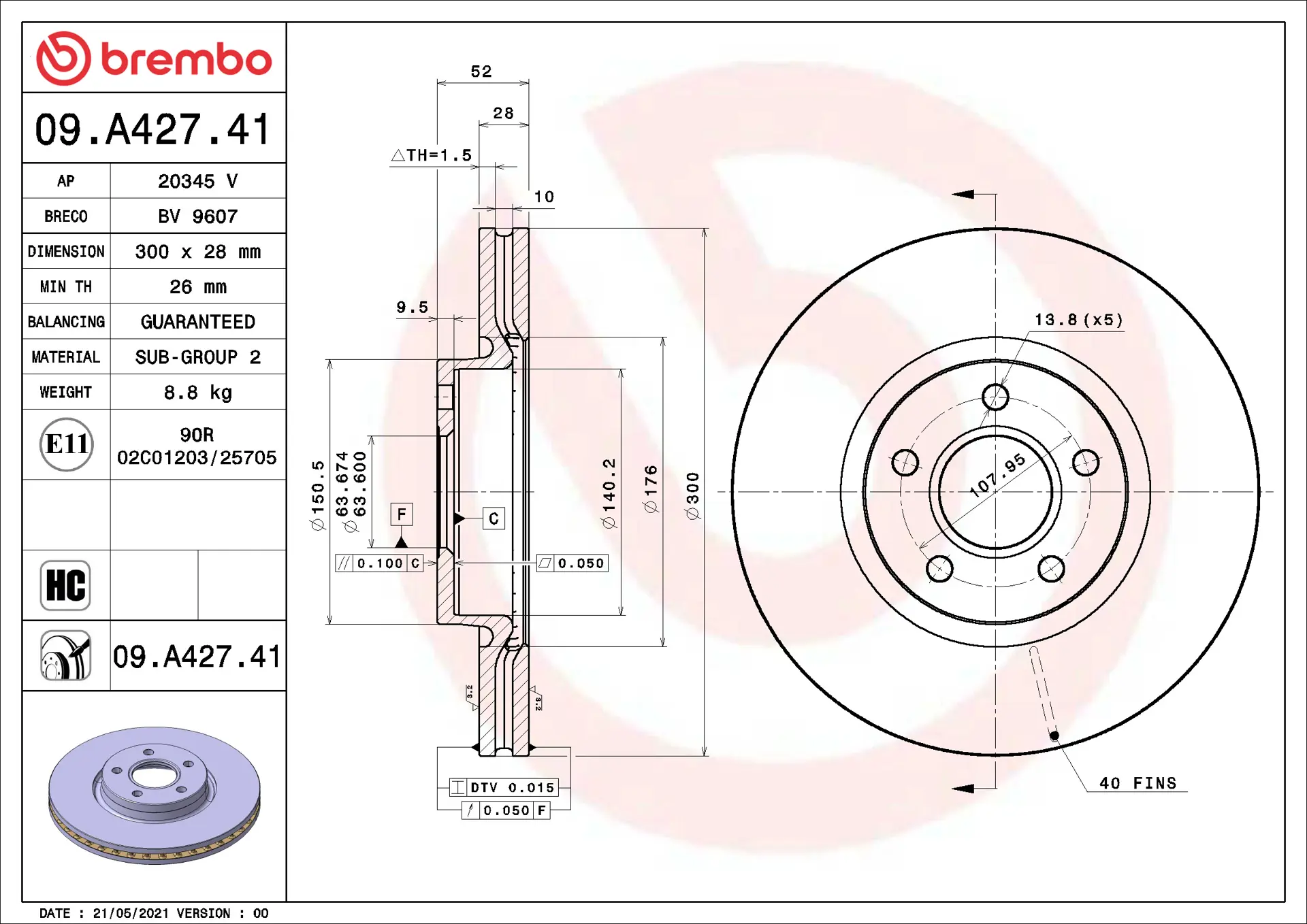 煞車碟盤 Brembo 09.A427.41